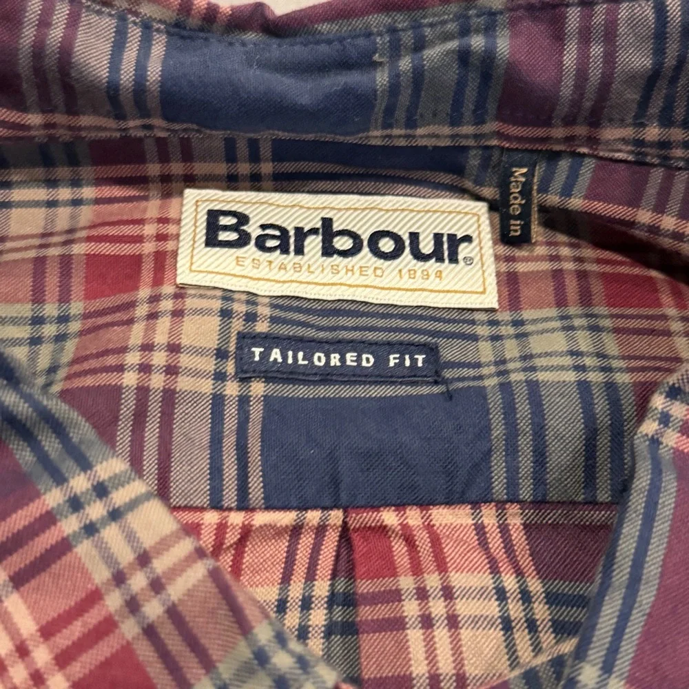 Barbour Men's Navy and‎ Red Check Shirt